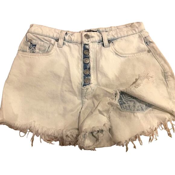 7 For All Mankind Shorts Womens Sz 28 Acid Washed Cut off Destroyed Daisy Dukes - Picture 11 of 11